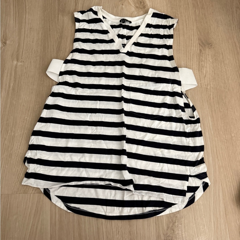 Theory Striped Sleeveless Top - Black and White
